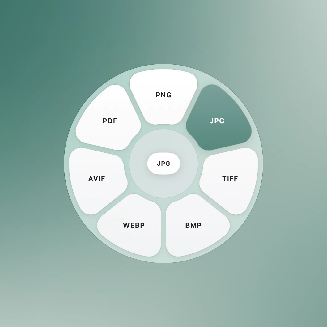 The actual Transflo Convert wheel, with image formats arranged around the cursor